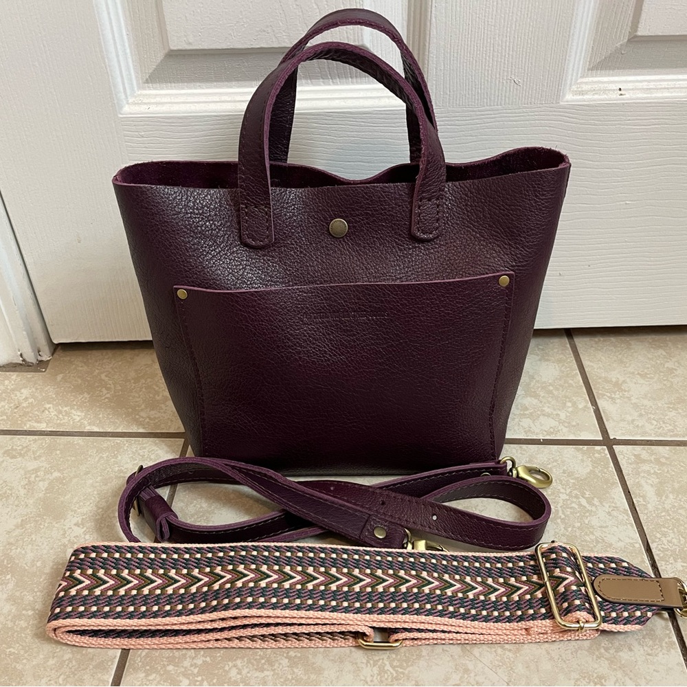 Portland Leather Goods Plum Mini Crossbody Tote